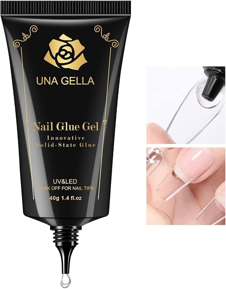 UNA GELLA Soft Gel Nail Tips Gl ue Gel Solid Nail Gl ue Gel 40ml Lamp Curing Needed Soak Off G lu... | Amazon (US)