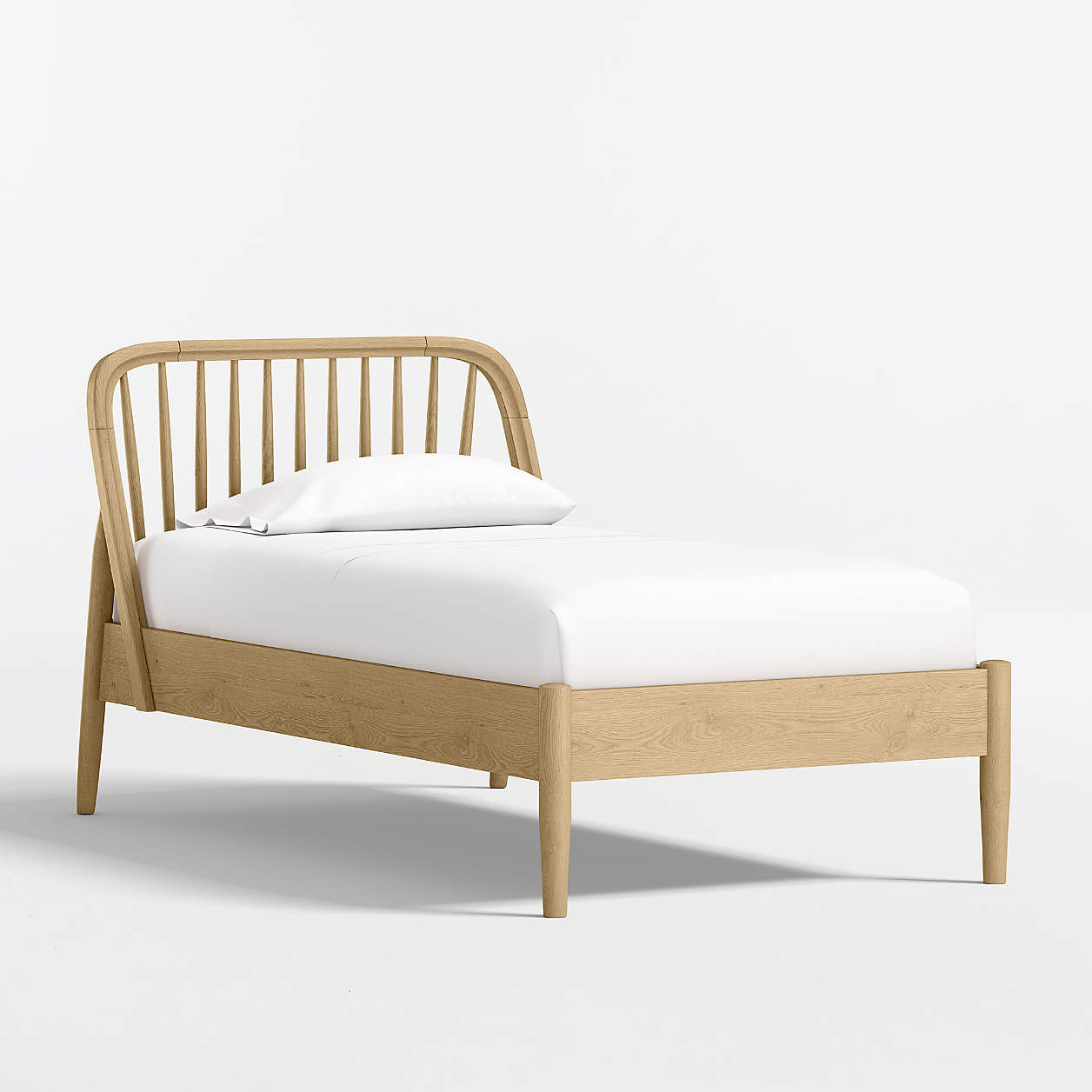 Bodie Spindle Natural Oak Wood Kids Twin Bed + Reviews | Crate & Kids | Crate & Barrel