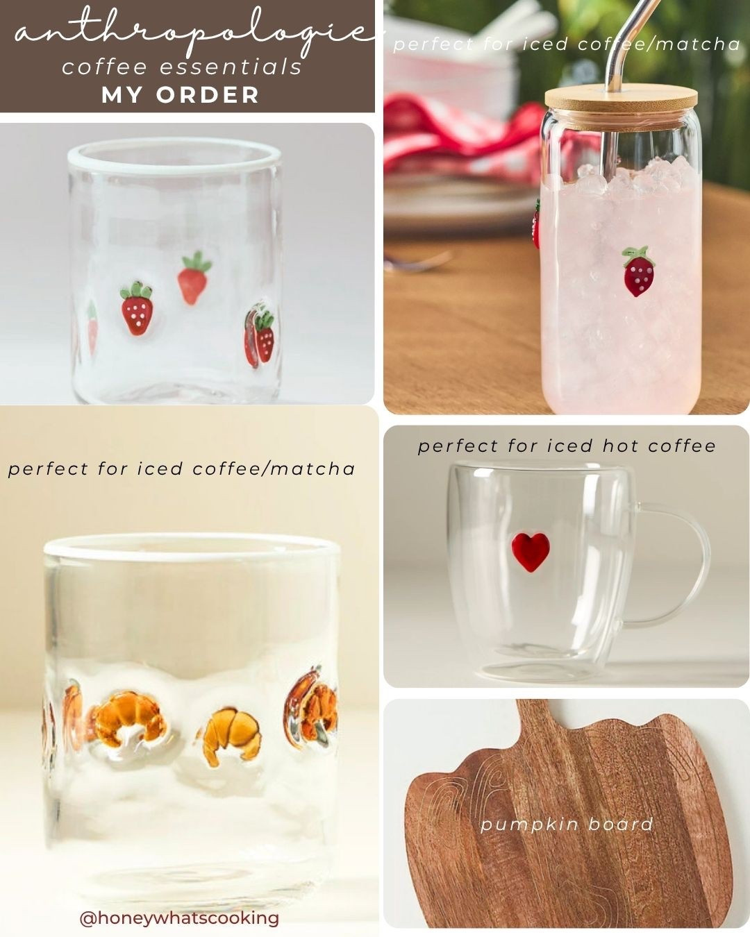 Anthropologie order for my coffee essentials. Excited for these icon glasses, tumbler, and mug for my iced/hot coffee. Also, got a pumpkin board  

#LTKHome #LTKFindsUnder50