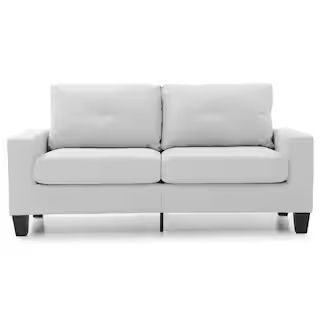 AndMakers Newbury 71 in. W Flared Arm Faux Leather Straight Sofa in White PF-G460A-S - The Home D... | The Home Depot