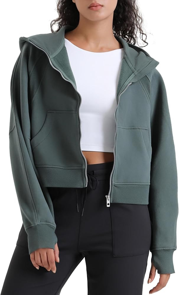 Colorfulkoala Women's Fleece Lined Oversized Hoodies Full-Zip Casual Workout Sweatshirts with Thu... | Amazon (US)