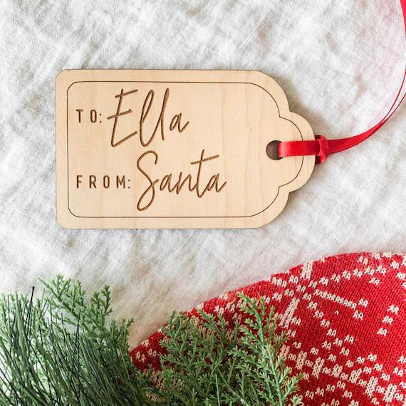 From Santa Christmas Gift Tag - Personalized Santa Gift Tag- Wooden Gift Tag - Gift Embellishment... | Etsy (US)