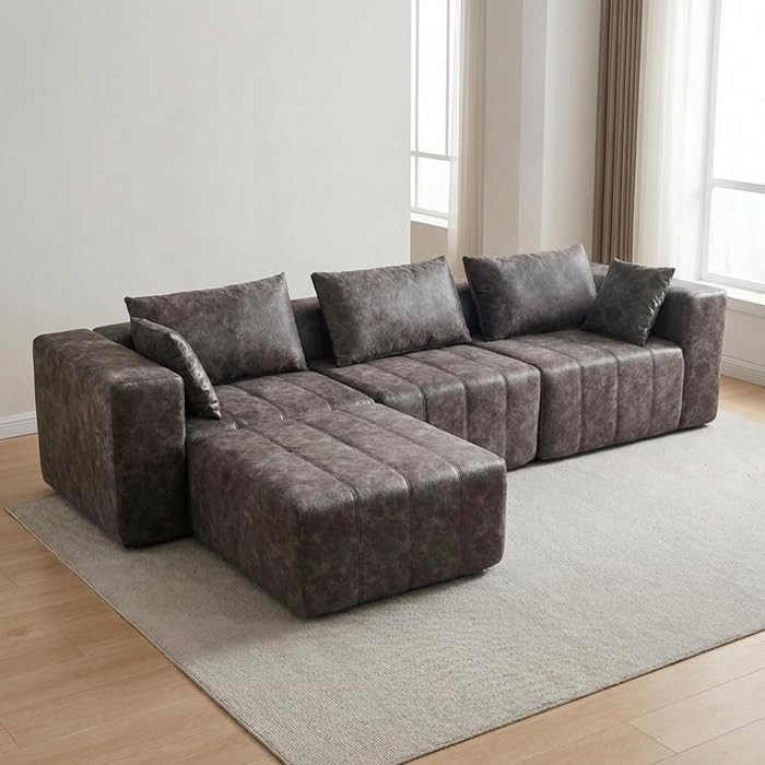 110" Wide 4-Seater Ergonomic Modular Couch for Living Room, Compressed Sectional No-Assembly Sofa... | Amazon (US)