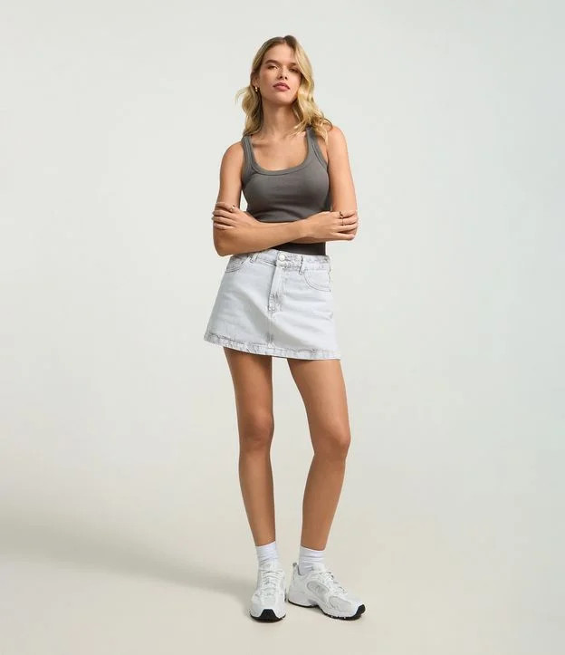 Blusa Regata em Ribana com Textura Canelada Cinza | Renner (BR)