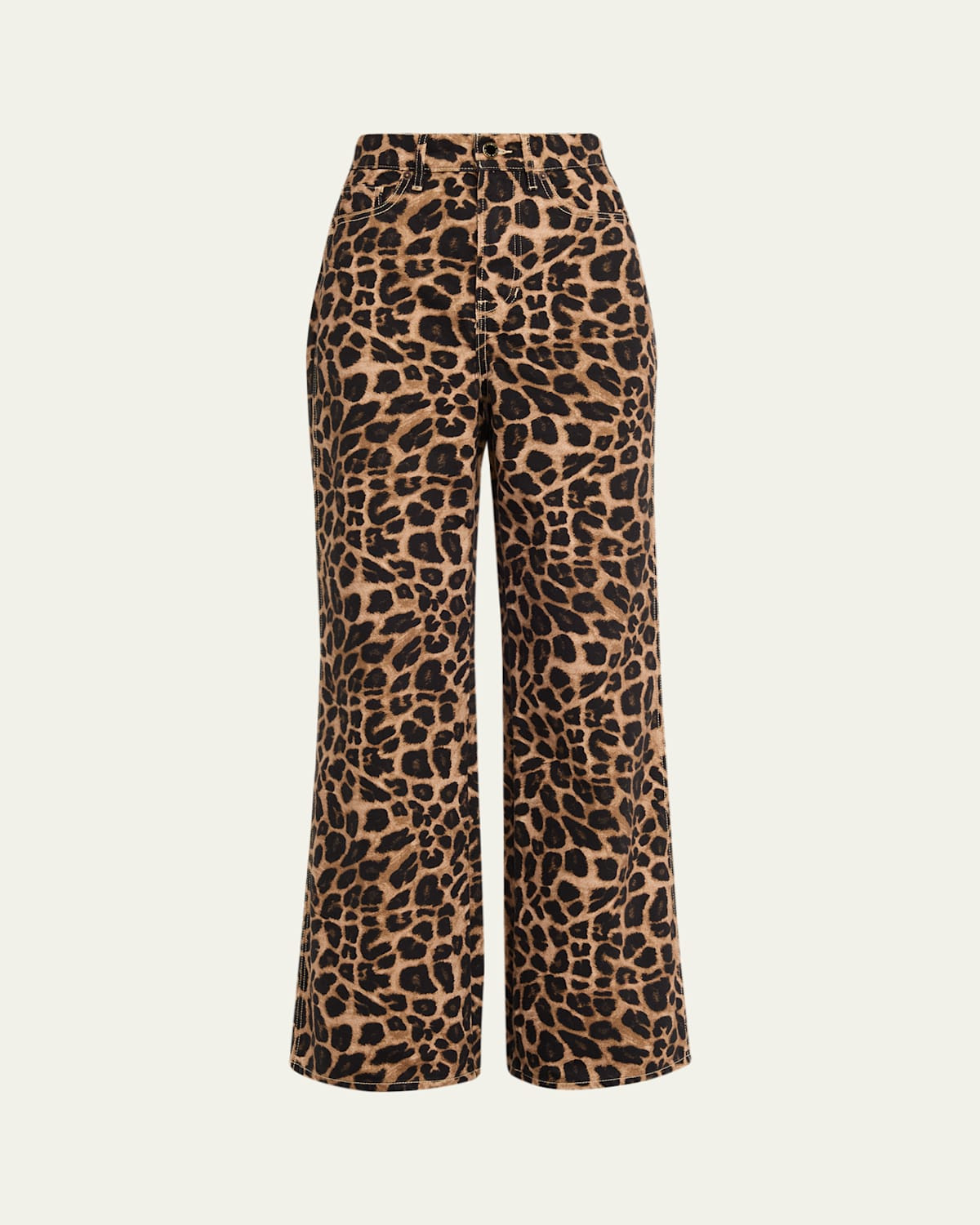 Taylor High-Rise Wide-Leg Leopard Jeans with Chaps | Bergdorf Goodman