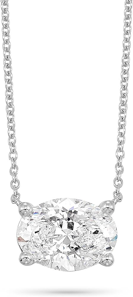 IGI Certified 1/3 to 3 Carat Oval Lab Grown Diamond Horizontal Solitaire Pendant Necklace for Wom... | Amazon (US)