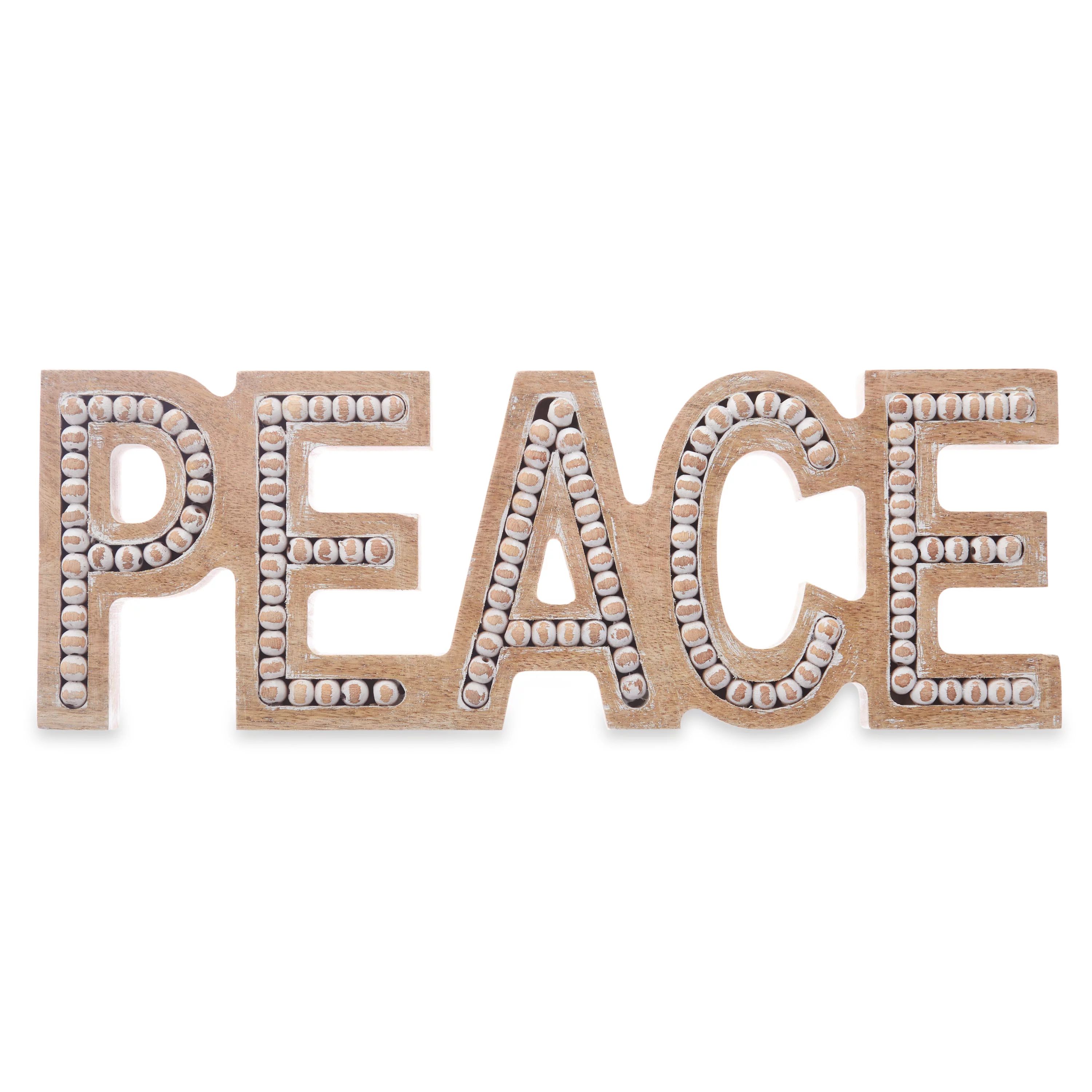 Holiday Time Wooden Peace Tabletop Decor | Walmart (US)
