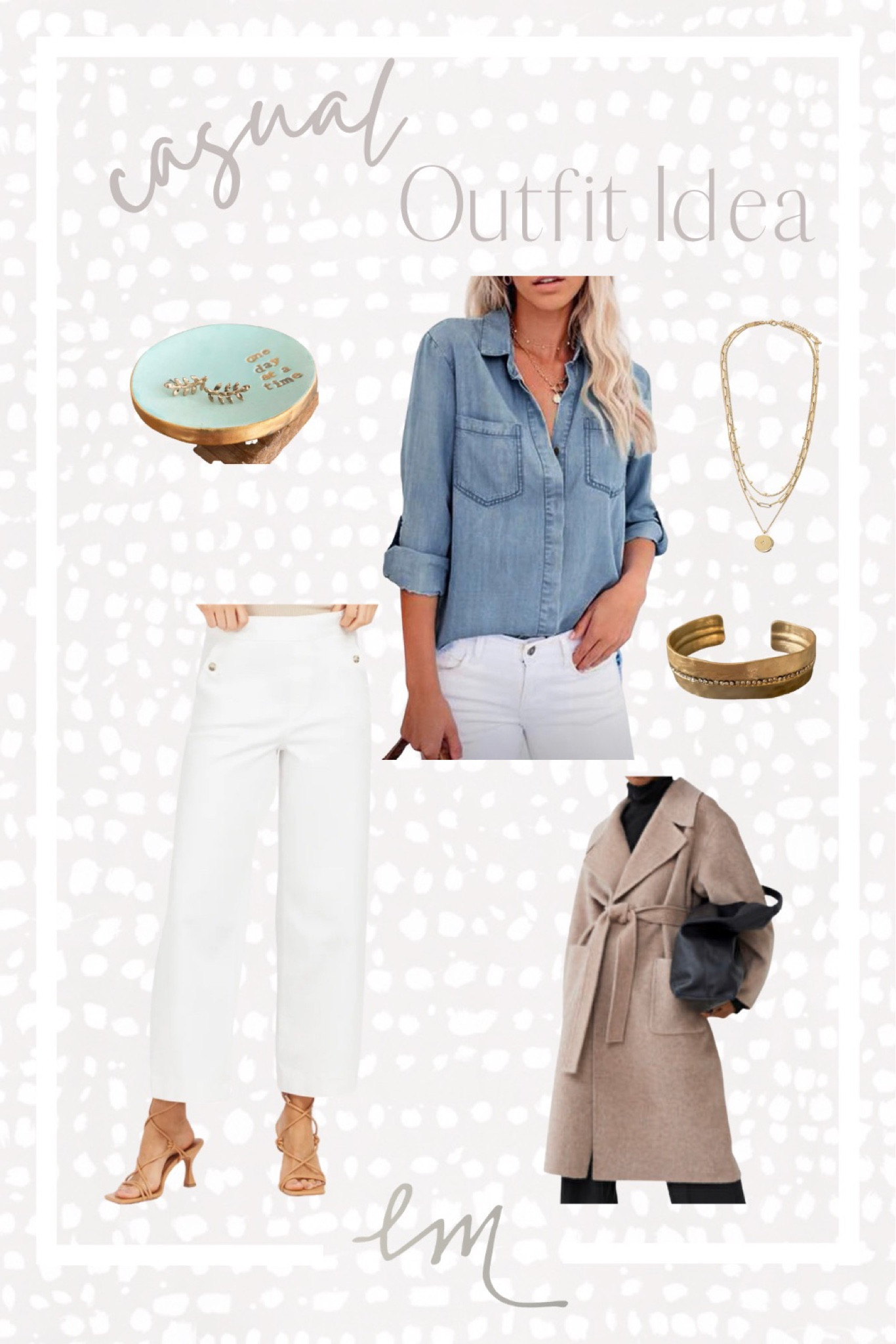 Casual Outfit Idea | Spanx | chambray shirt | peacoat | gold jewelry | Erin McDermott Jewelry | Business Casual | Workwear

#LTKunder100 #LTKFind #LTKstyletip