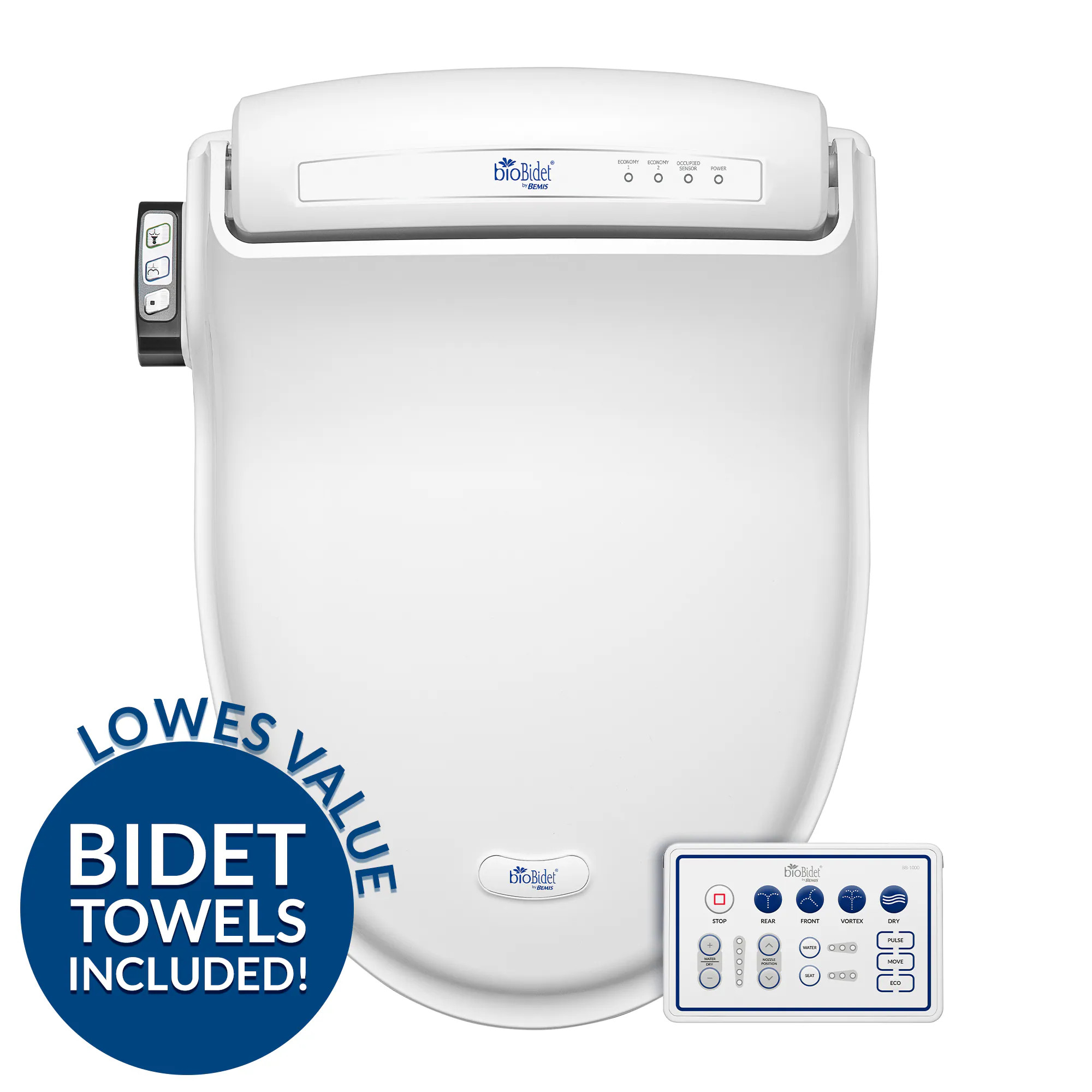 Bio Bidet BB-1000 Plastic White Elongated Soft Close Heated Bidet Toilet Seat | BB1000E DRY | Lowe's