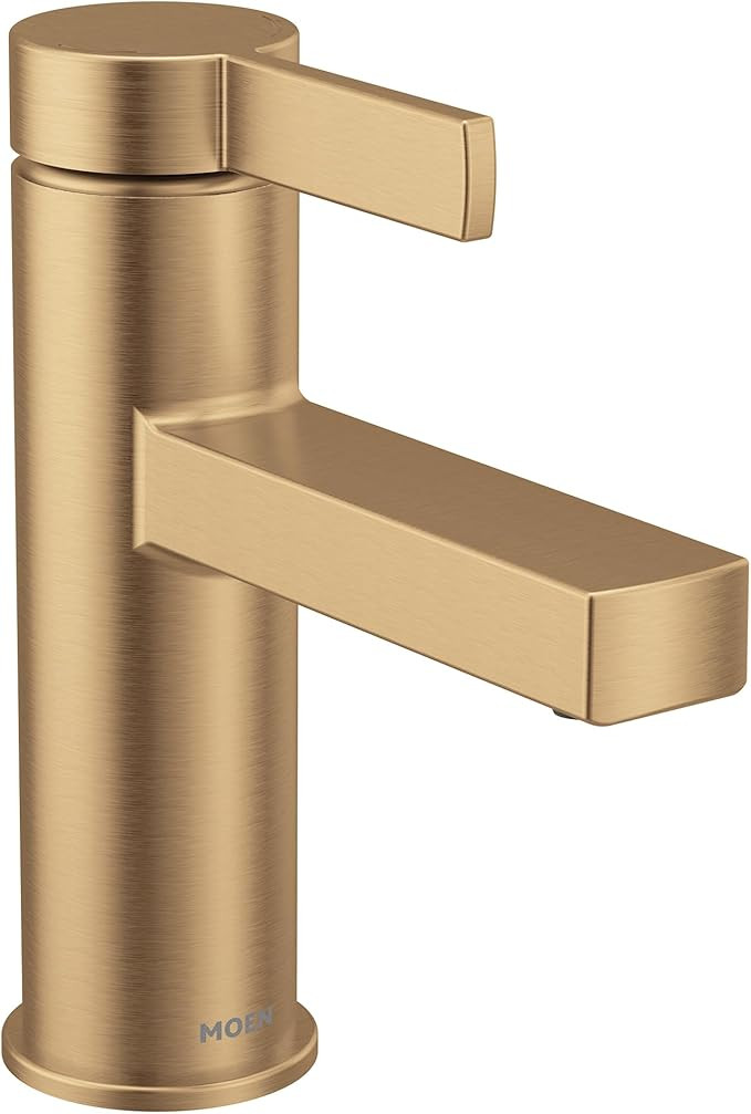 Moen Beric Bronzed Gold Modern One-Handle Single Hole Bathroom Faucet with Drain Assembly and Opt... | Amazon (US)