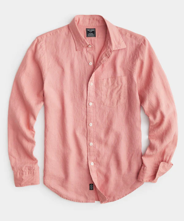 Slim Fit Sea Soft Irish Linen Shirt in Dark Coral | Todd Snyder