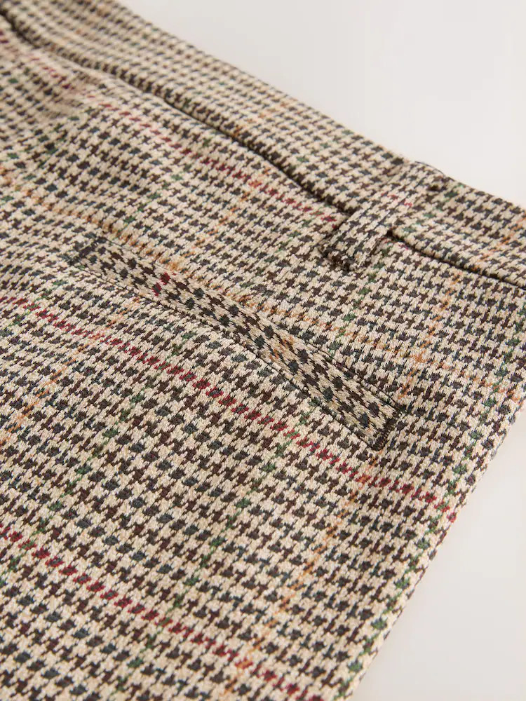 Brown Check Ponte Flared Trousers | Next EU