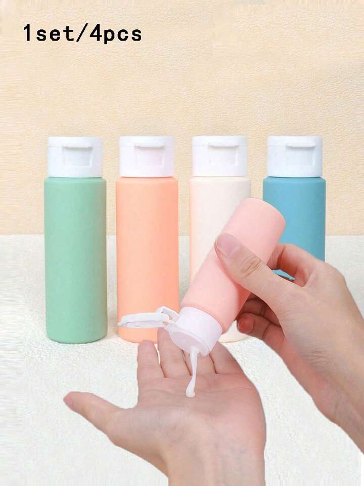 1 Set of 4 Silicone Leakproof Travel Bottle Dispensing Bottle Set, Portable Refillable Squeeze Co... | SHEIN