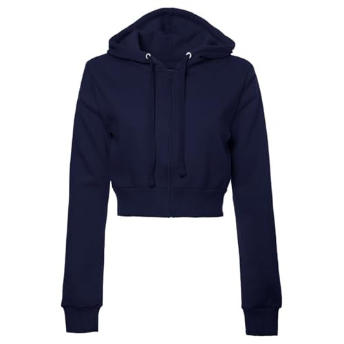 cropped hoodie women,Cropped Zip Up Hoodie Women Lightweight Crop Cardigan Jacket Womens Oversized Hoodies for Teen Girls Clothes Women's Fall Fashion Y2k Sweatshirt Navy S | Amazon (US)