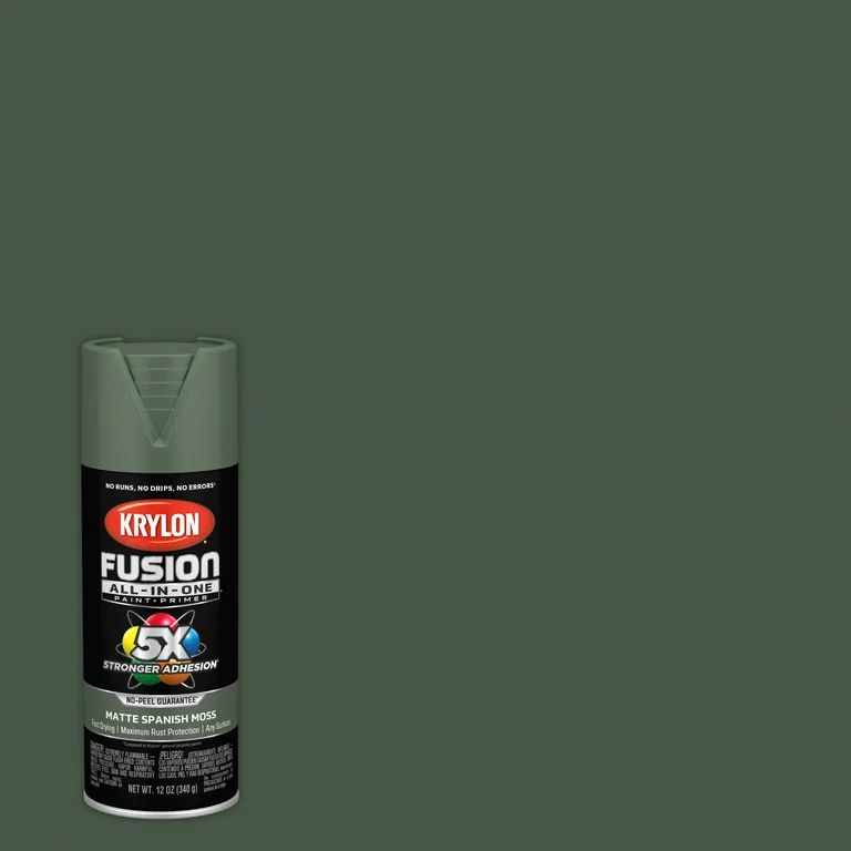 Krylon Fusion All-In-One Spray Paint, Matte, Spanish Moss, 12 oz. - Walmart.com | Walmart (US)