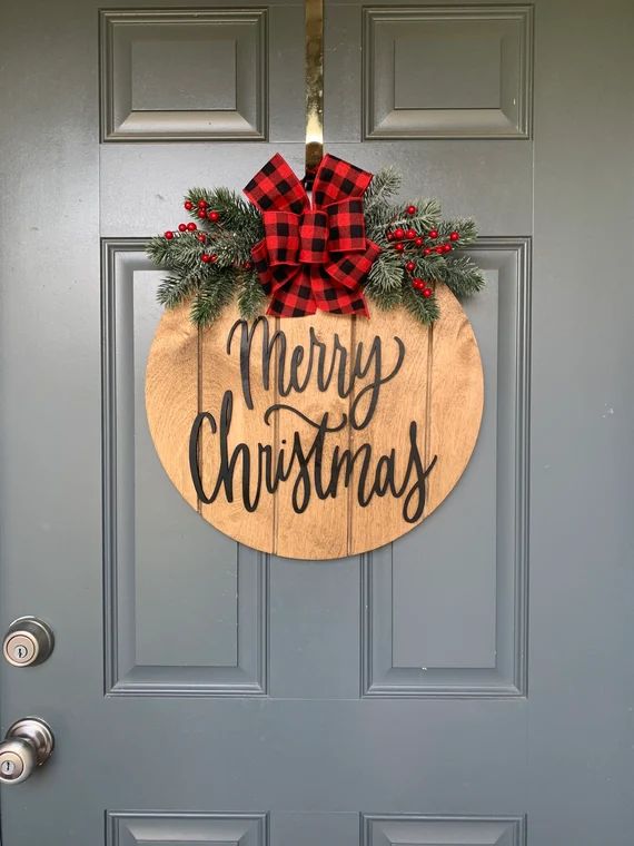 Front Door Decor Christmas Wreath for Front Door Merry | Etsy | Etsy (US)