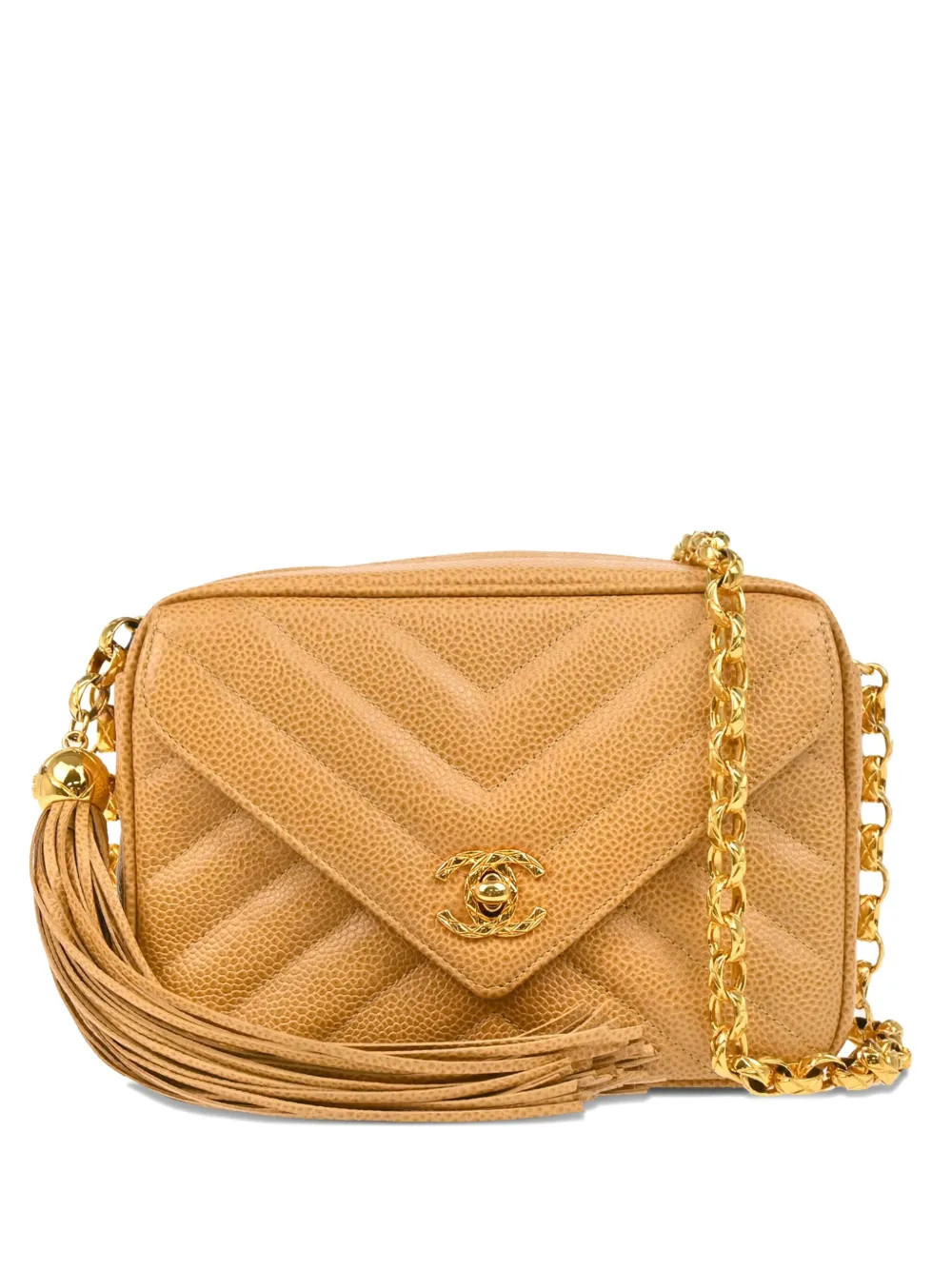 CHANEL Pre-Owned 1992 Chevron Camera mini Bag - Neutrals | Farfetch Global