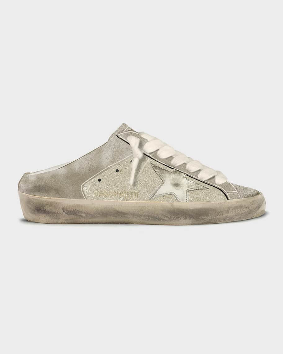Golden Goose Super-Star Sabot Glitter Suede Slide Sneakers | Neiman Marcus