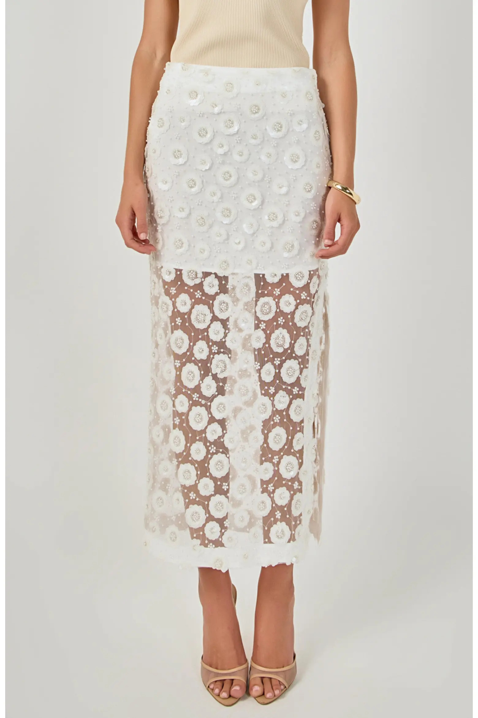 English Factory Flower Sequin Sheer Maxi Skirt (Women) | Nordstrom | Nordstrom