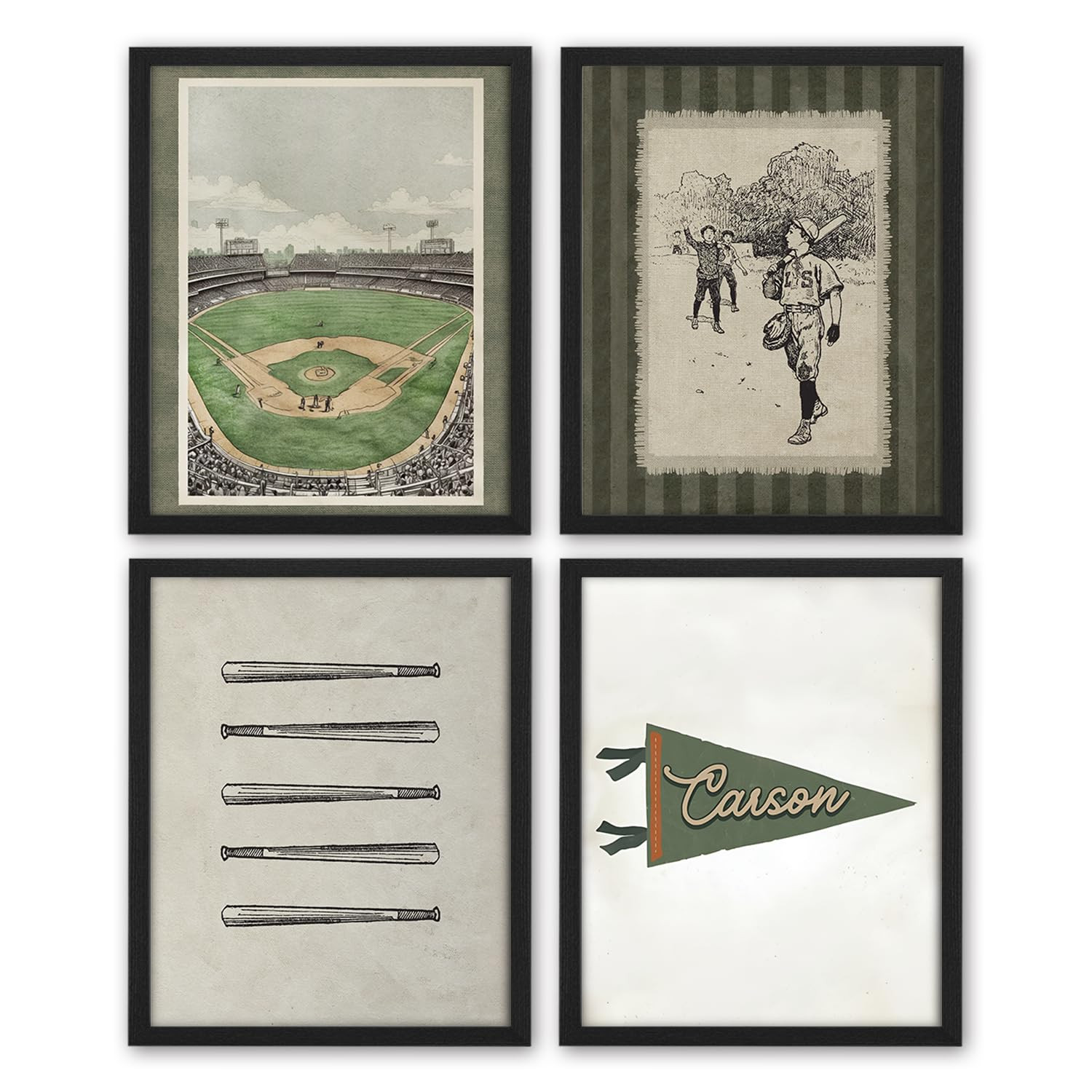 NaZaUK Vintage Baseball Wall Art, Baseball Decor for Boys Room,Baseball Field Stadium Picture Wal... | Amazon (US)