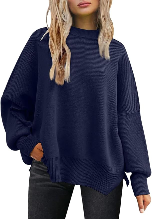 EFAN Women's Oversized Sweaters 2025 Fall Crewneck Batwing Sleeve Pullover Sweaters | Amazon (US)
