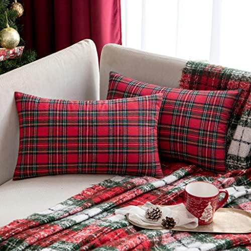 EMEMA Christmas Red Tartan Plaid Throw Pillow Covers 12x20 Inch Decorative Scottish Farmhouse Ret... | Amazon (US)