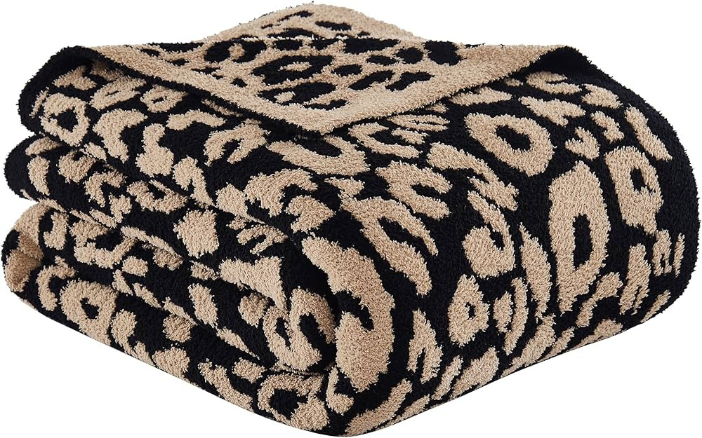 Super Soft Leopard Cheetah Print Throw Blanket Twin Size 60x80 Inch, Feather Knit Microfiber Comf... | Amazon (US)