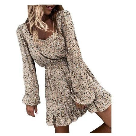 Waist Dress Elegant Dresses for Women Off The Shoulder Dress Ruffle Dress Long Sleeve Dress Party Dr | Walmart (US)