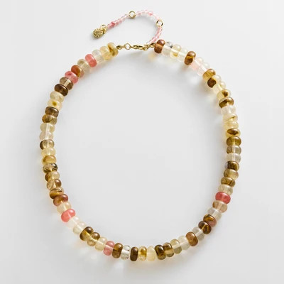 Joyce Semi-Precious Beaded Necklace - Rutilated Quartz | BaubleBar