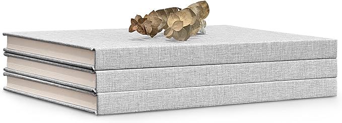 Decorative Book Set | Linen Covered Book Set | Set of 3 Real Linen Hardcover Book for Decor | Fas... | Amazon (US)