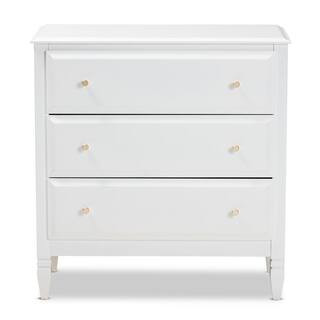 Naomi 3-Drawer White and Gold Wood Chest | The Home Depot