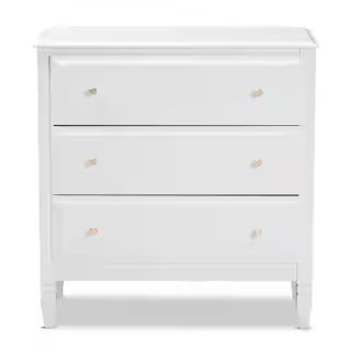 Naomi 3-Drawer White and Gold Wood Chest | The Home Depot