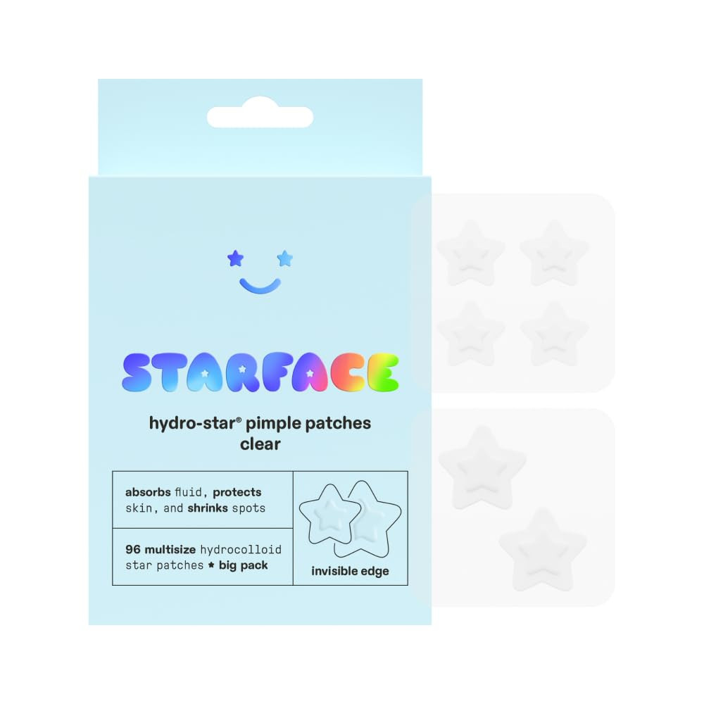 Starface Hydro-Star Clear Big Pack, Invisible Hydrocolloid Pimple Patches, Two Sizes and Star Sha... | Amazon (US)