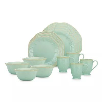 Lenox® French Perle 16-Piece Dinnerware Set in Ice Blue | Bed Bath & Beyond | Bed Bath & Beyond