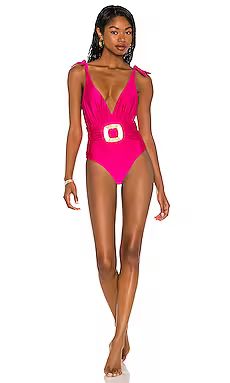 PatBO Plunge Belted One Piece in Pink from Revolve.com | Revolve Clothing (Global)