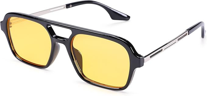 Pro Acme Vintage 70s Flat Pilot Aviator Sunglasses for Women Men, Small Frame Rectangular Glasses... | Amazon (US)