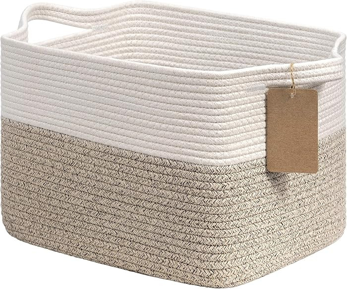 Goodpick Woven Storage Basket, Cotton Rope Basket for Dog Toys, Books, Stylish Gift Basket with H... | Amazon (US)