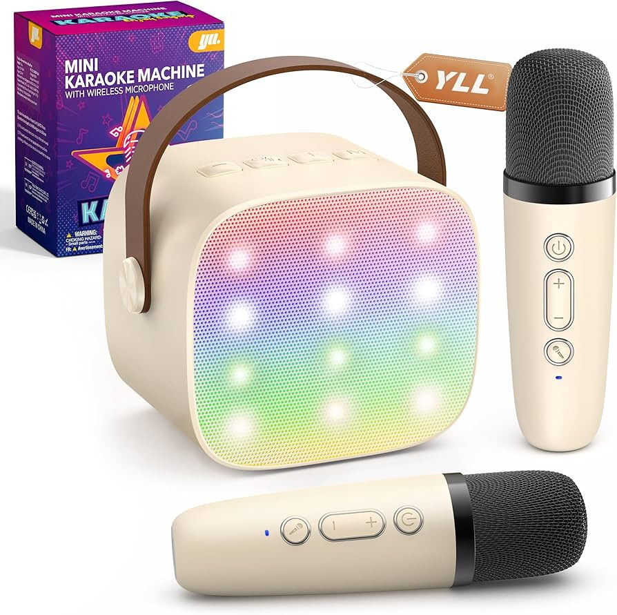 Mini Karaoke Machine with 2 Wireless Microphones for Kids Adults, Portable Bluetooth Speaker Gift... | Amazon (US)