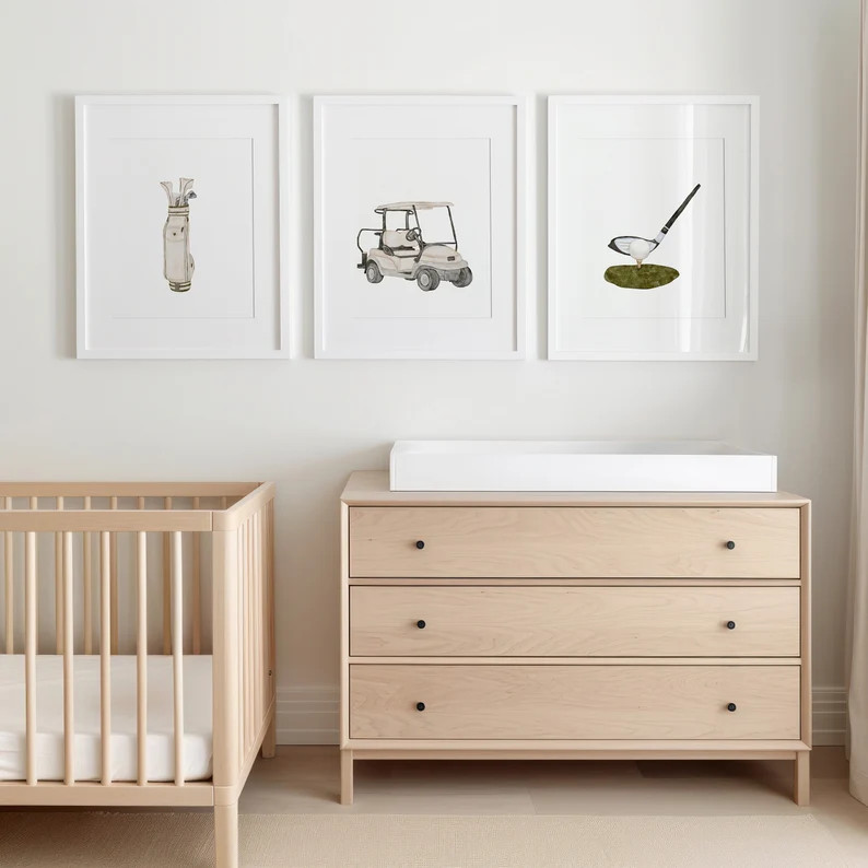 Watercolor Golf Nursery Wall Art | Golf Nursery Decor | Golf Wall Art | Golf Nursery Art | Boy Wa... | Etsy (US)