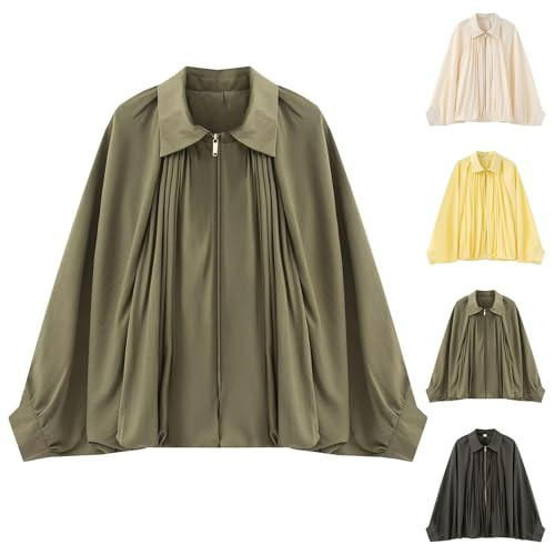 Puffer Bomber Jacket Women Bawting Sleeve Oversized Bubble Jackets Light Zip Up Jacket Y2k Pleated Cute Shirts Balloon Sleeve Tops Outerwear Streetwear Fall Jackets for Women 2025 Trendy Winter Coats | Amazon (US)