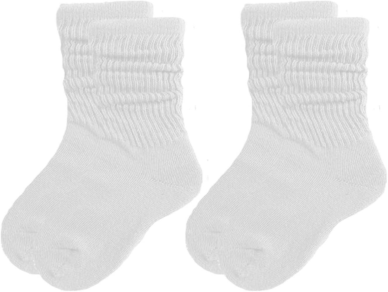 2 Pairs Kids Slouch Socks Girls Toddler Knee High Tube Long Boot Crew Slouch Socks | Amazon (US)