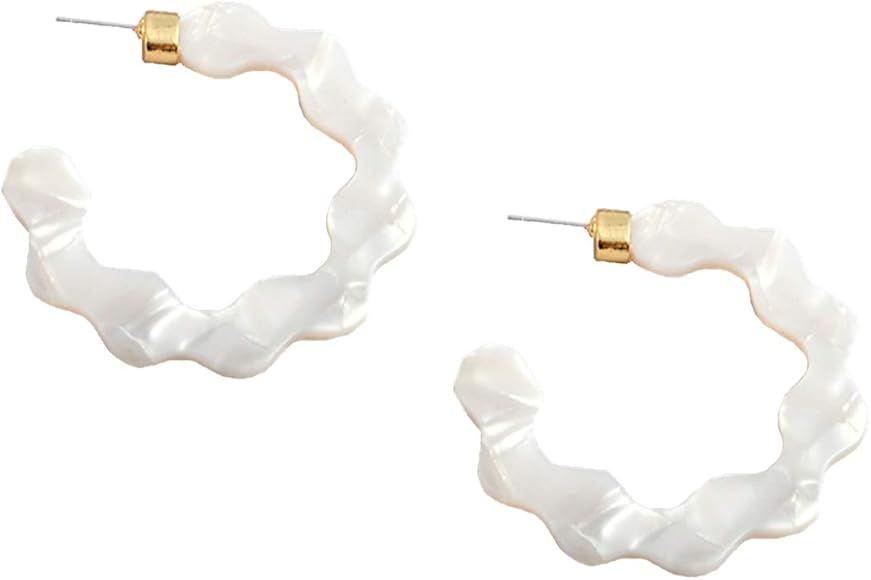 Acrylic Dangle Earrings Open Hoop Ear Stud Geometric Resin Drop Costume Fashion Jewelry, Trend Al... | Amazon (US)