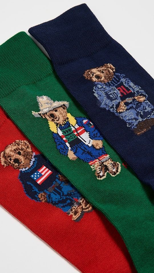 Polo Ralph Lauren 3 Pack Assorted Bear Socks | SHOPBOP | Shopbop