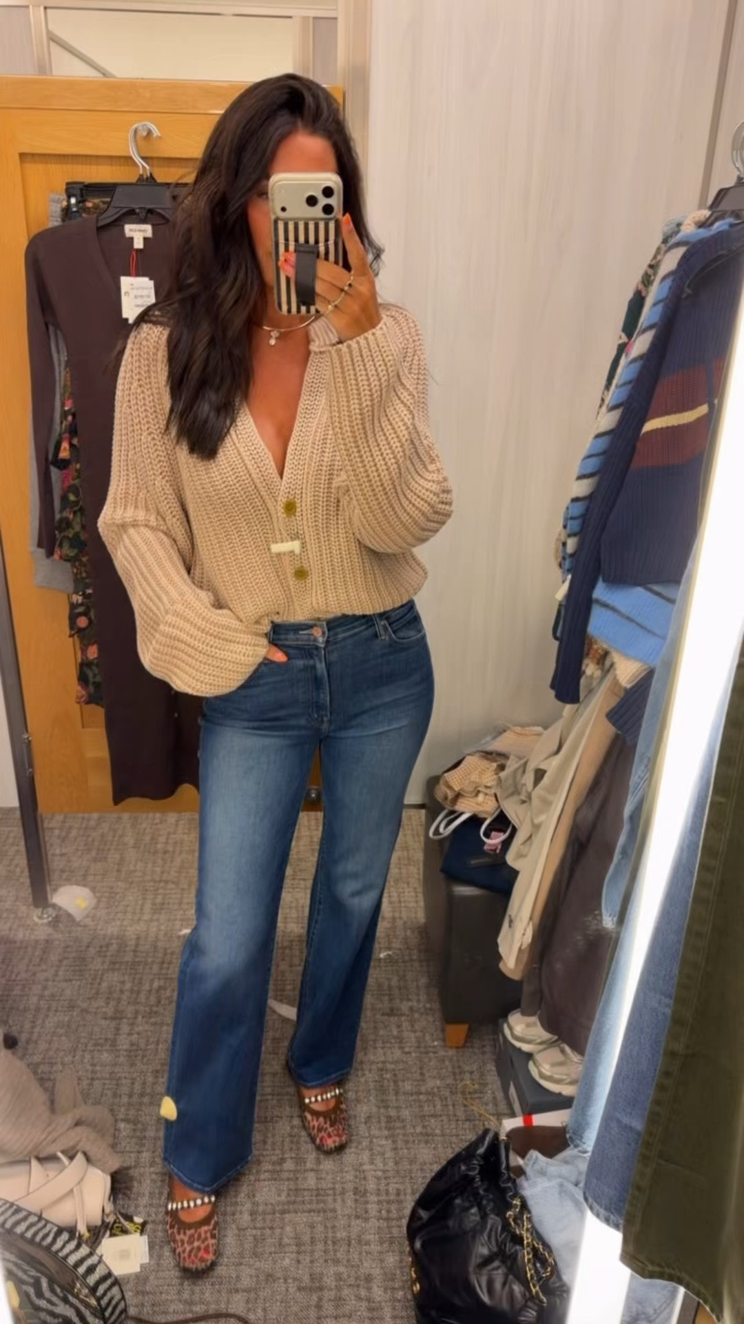 Small cardi.  Denim true to size. Flats I did my true size 

Nsale

#LTKootd