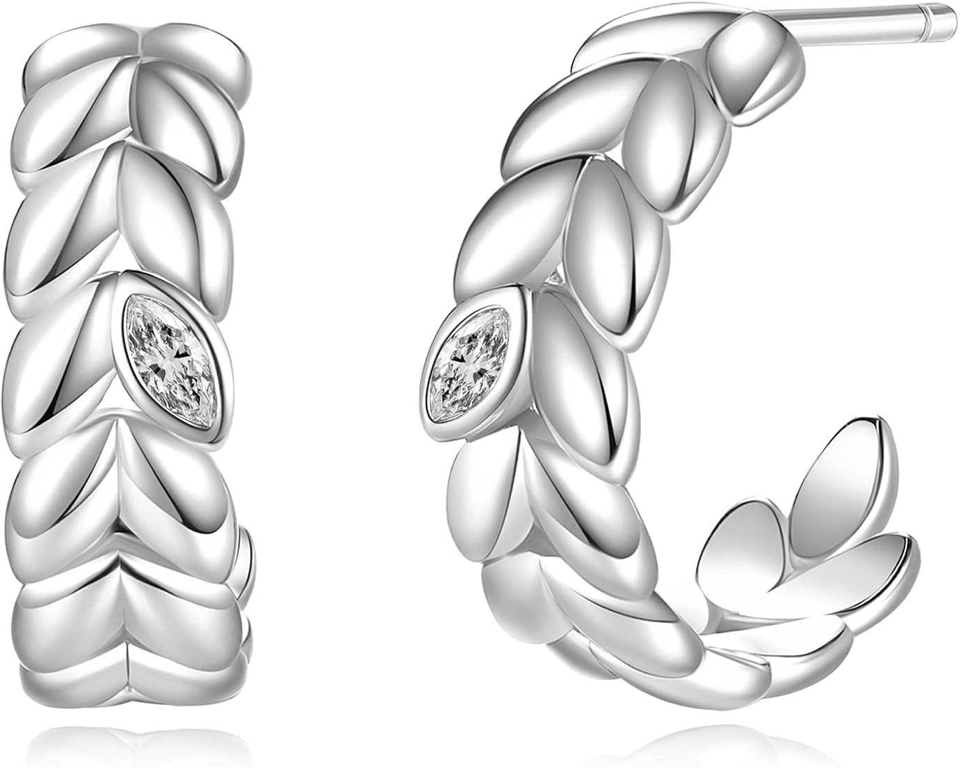 White Gold/ Yellow Gold/ Rose Gold Chunky Hoop Earrings for Women - Thick Twisted Hoops Women Earrin | Amazon (US)