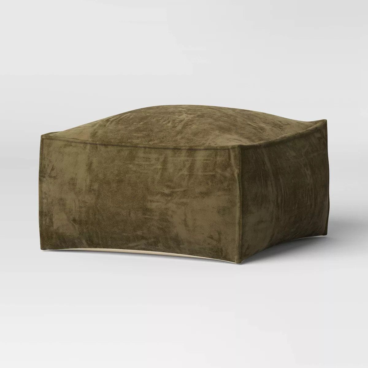 Costa Velvet Cocktail Pouf Olive Green - Threshold™: Modern Square Footstool, No Assembly Requi... | Target
