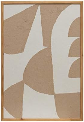 Bloomingville Wood Framed Handmade Paper Abstract Image, Ivory Color & Beige Wall Décor, Ivory & Bei | Amazon (US)