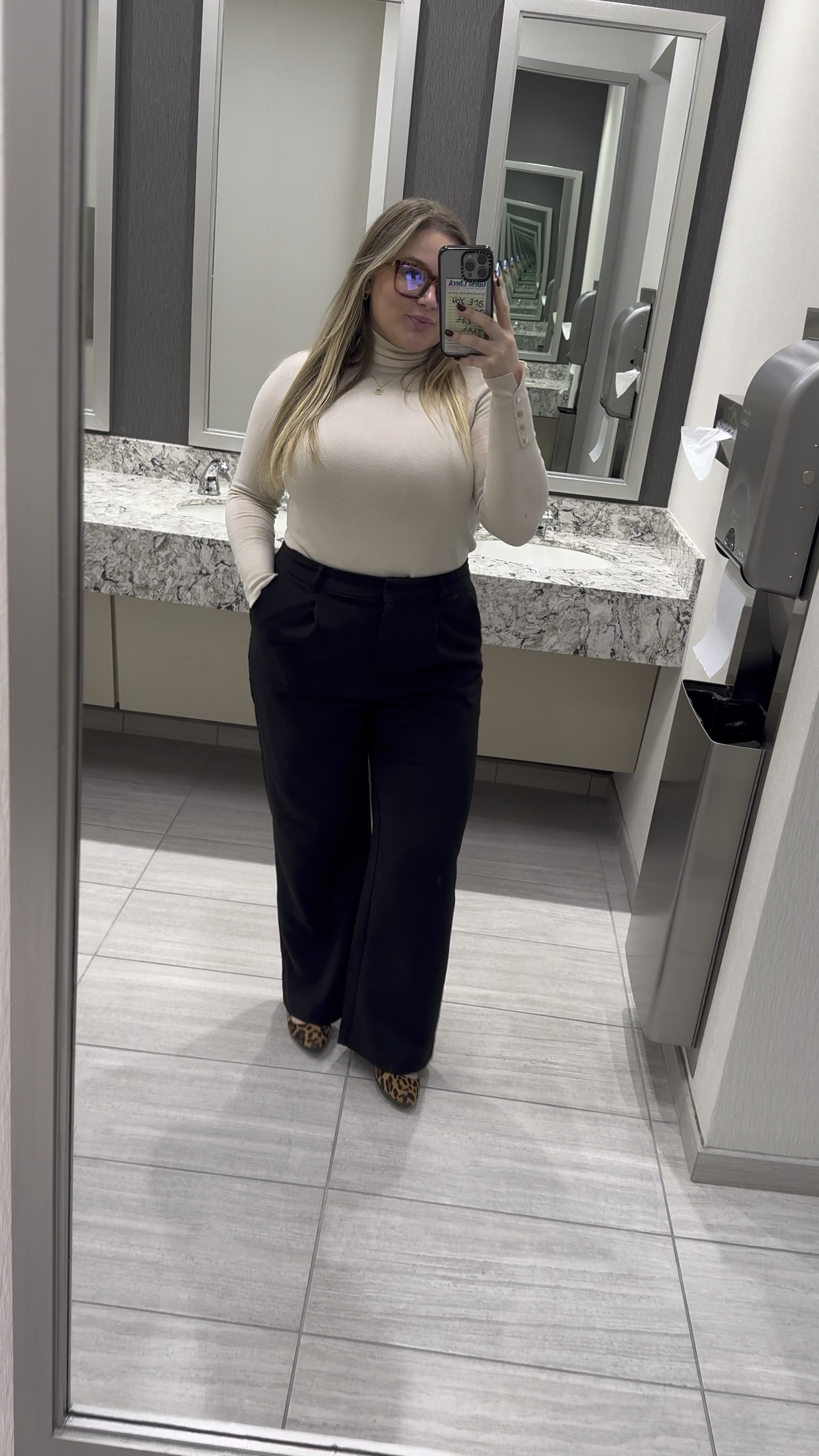 Office outfit of the day
midsize office outfit inspo
the best work pants
affordable office pants
affordable trousers
leopard shoes
leopard flats
plus size office inspo
size 14 office inspo 
size 12 office inspo
size 10 office inspo 

 #LTKFindsUnder100 #LTKWorkwear #LTKShoeCrush