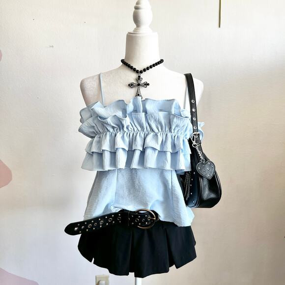 Baby Blue Ruffle Tank Top, Cottagecore, Soft Girl, Fairycore, Small, Girly | Poshmark