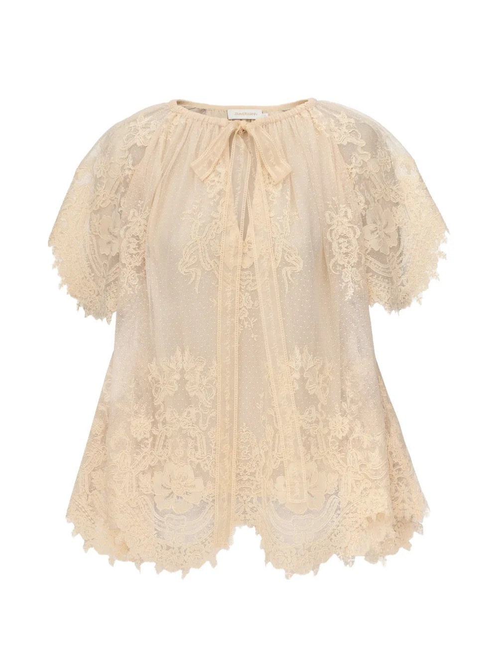 ZIMMERMANN Blusa Luna In Pizzo | Toni Neutri | FARFETCH IT | Farfetch Global